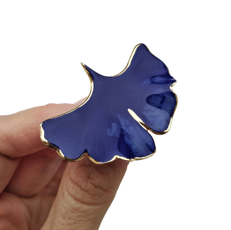Collections - Blue ginkgo biloba brooch- Daniela Cățoi