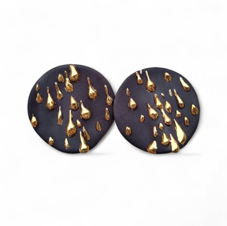 Earrings - Falling gold black earrings - Daniela Cățoi