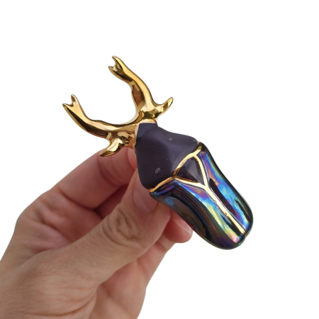 Brooches - Black Beetle brooch - Daniela Cățoi