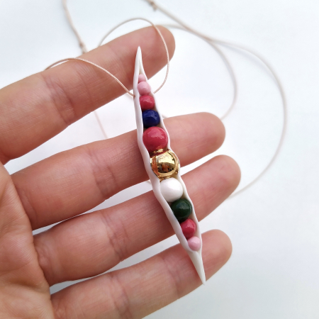 Nature's Hidden Beauties - Multicolour porcelain pod pendant - Daniela Cățoi