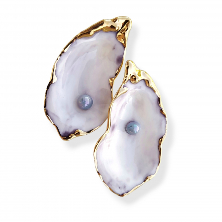 Pearly - Oyster earrings with blue pearl - Daniela Cățoi