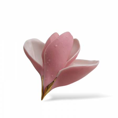 Flora in Porcelain - Pale pink magnolia brooch