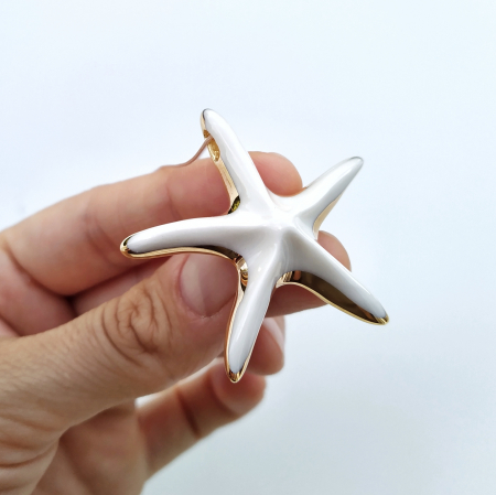 Pearly - Gold - white starfish pendant