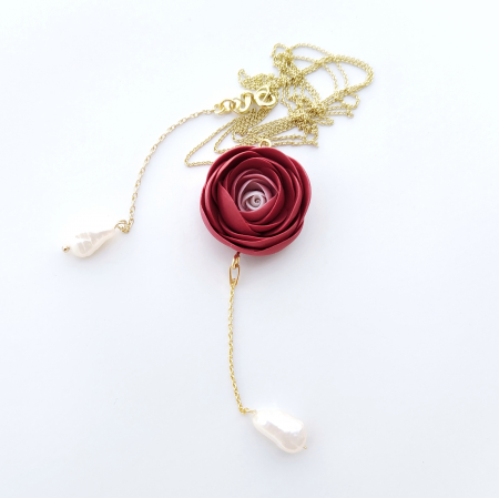 Necklaces - Red porcelain flower necklace - Daniela Cățoi