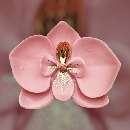 Brooches - Pink orchid porcelain brooch II