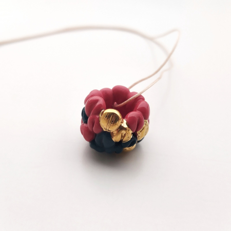 Necklaces - Red raspberry porcelain pendant - Daniela Cățoi