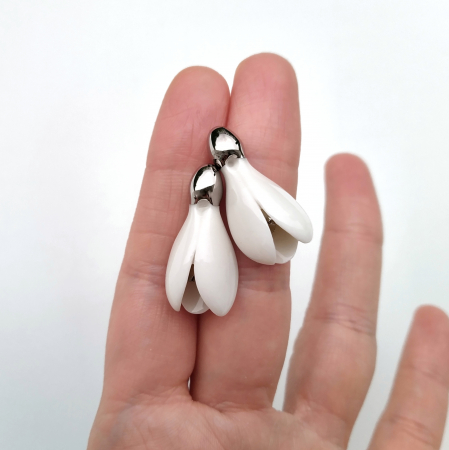 White snowdrops porcelain earrings II - Daniela Cățoi [1]