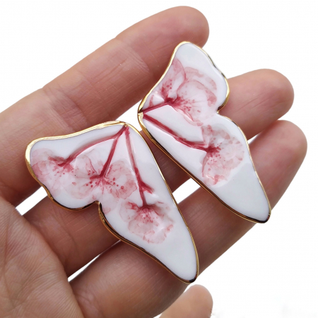 Flora in Porcelain - Sakura Butterfly Earrings I - Daniela Cățoi