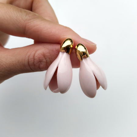 Earrings - Rose snowdrops porcelain earrings - Daniela Cățoi