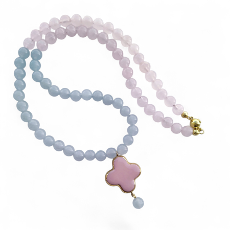 Necklaces - Pastel necklace with pink cross