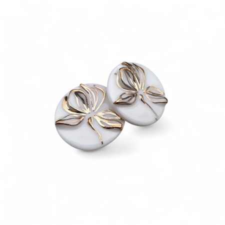 Flora in Porcelain - White - gold Inner Garden earrings  - Daniela Cățoi