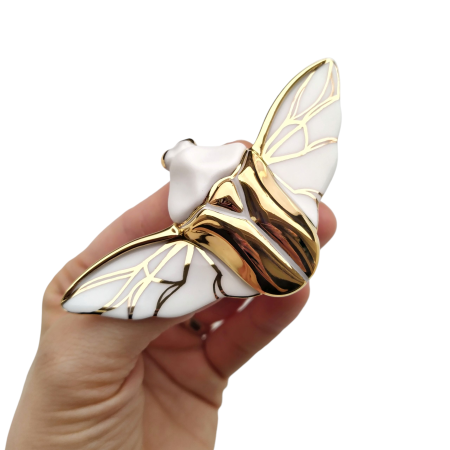 Brooches - White Beetle brooch - Daniela Cățoi