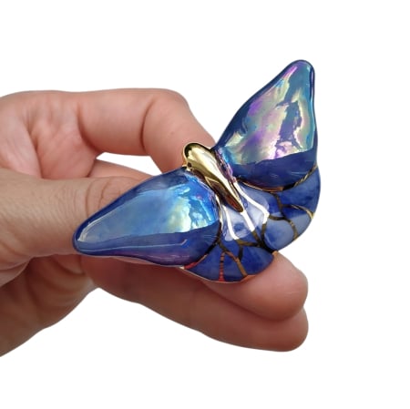 Brooches - Rainbow butterfly porcelain brooch