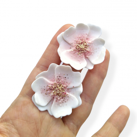 Earrings - White - rose flower earrings - Daniela Catoi