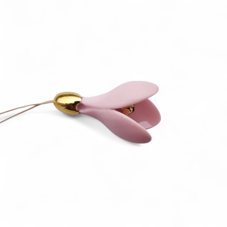 Necklaces - Pink-gold porcelain snowdrops pendant - Daniela Catoi
