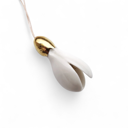 Collections - White-gold porcelain snowdrops pendant - Daniela Catoi