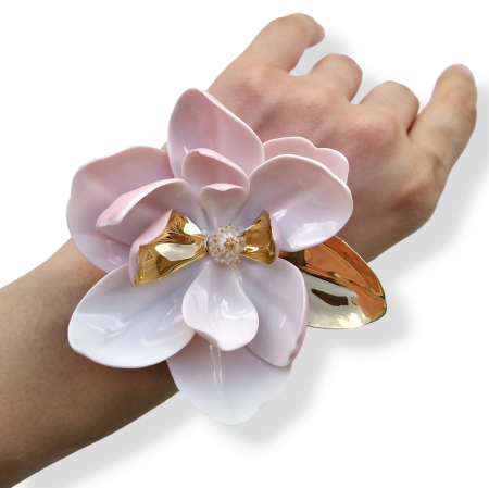 White-Pink magnolia brooch II [1]
