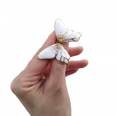 Nature's Hidden Beauties - White porcelain butterfly earrings III  - Daniela Cățoi
