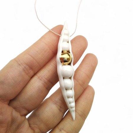 Necklaces - White porcelain pod pendant - Daniela Cățoi