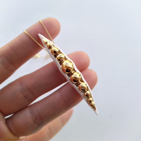 Nature's Hidden Beauties - White porcelain pod pendant II- Daniela Cățoi