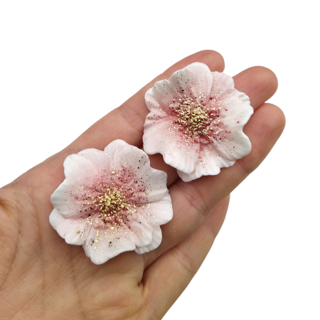 Earrings - White - rose flower earrings - Daniela Catoi