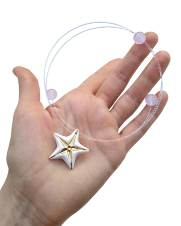 Nature's Hidden Beauties - White starfish pendant with soft purple jad - Daniela Cățoi