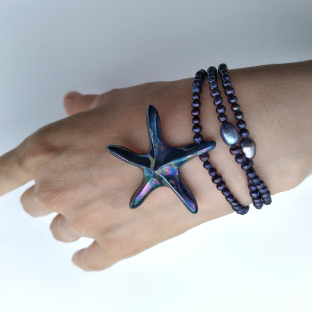 Blue starfish pendant with blue pearls necklace - Daniela Cățoi [2]