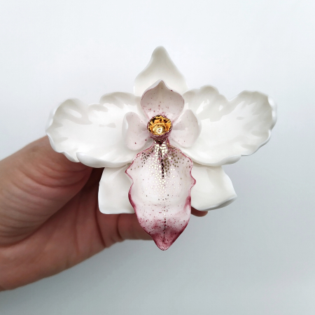 Flora in Porcelain - Wild orchid porcelain brooch