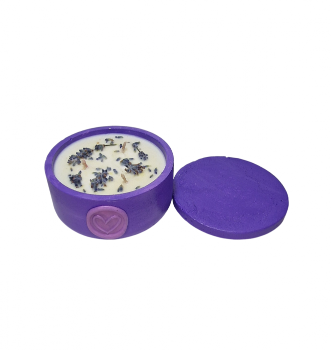 Lumanare bol ciment violet, cu capac - aroma lavanda [6]