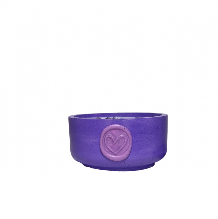 Lumanare bol ciment violet, cu capac - aroma lavanda [2]