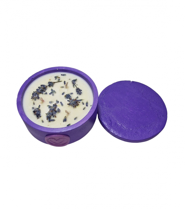 Lumanare bol ciment violet, cu capac - aroma lavanda [5]