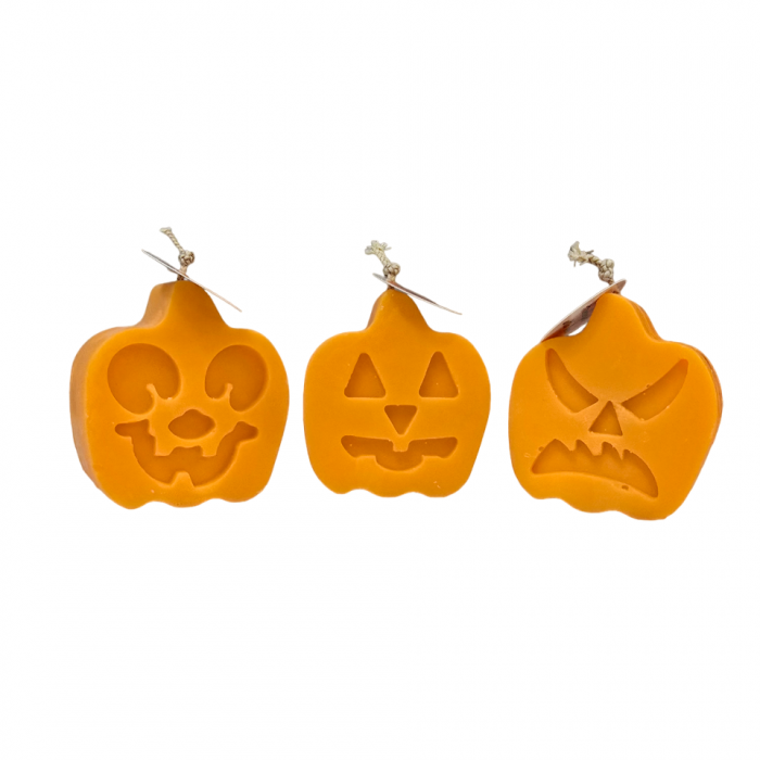 Lumanare decorativa portocalie, Pumpkin face, aroma Dovleac si condimente [2]