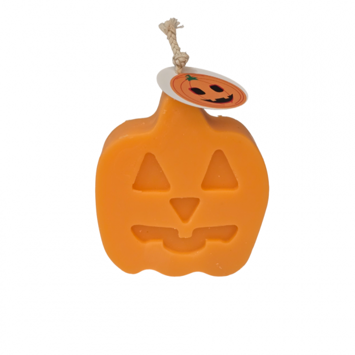 Lumanare decorativa portocalie, Pumpkin face, aroma Dovleac si condimente [5]