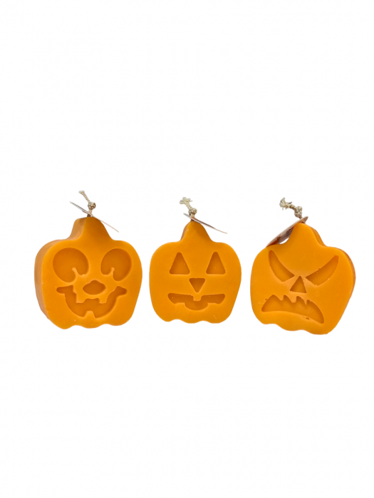 Lumanare decorativa portocalie, Pumpkin face, aroma Dovleac si condimente [3]