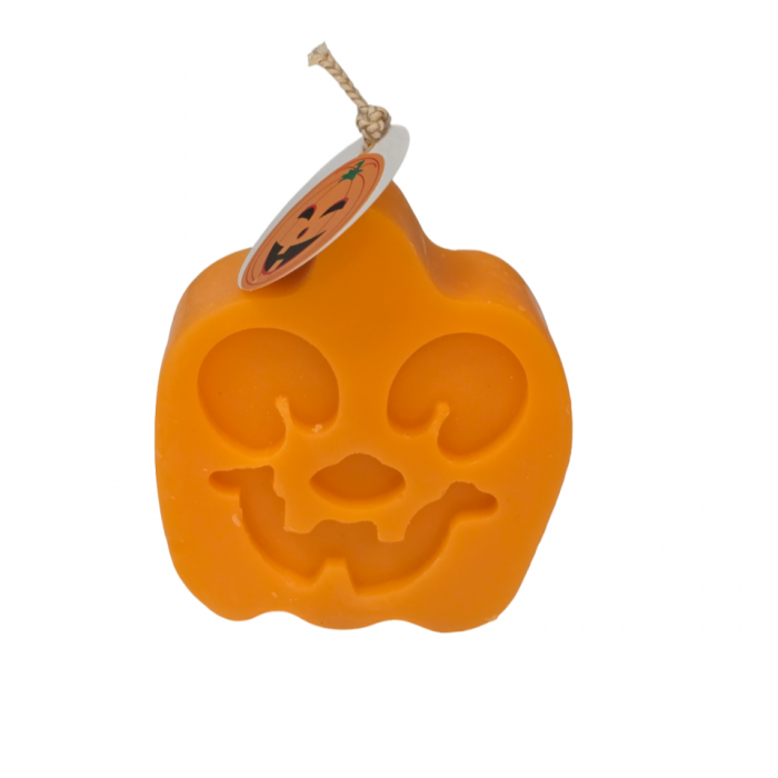 Lumanare decorativa portocalie, Pumpkin face, aroma Dovleac si condimente [1]