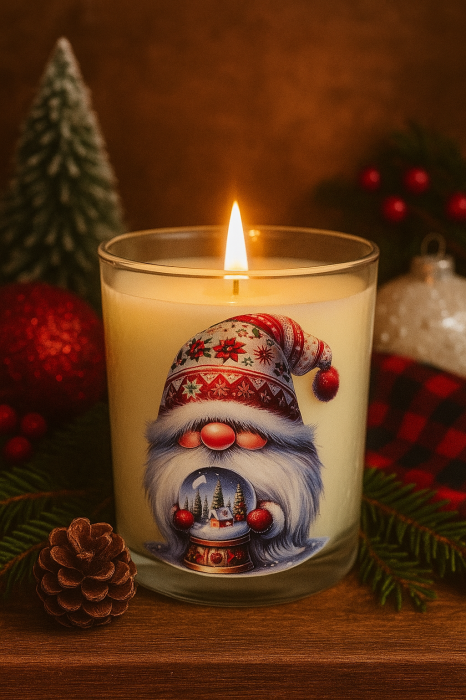 Lumanare pahar de sticla cu decor de Craciun - Cupcake [2]