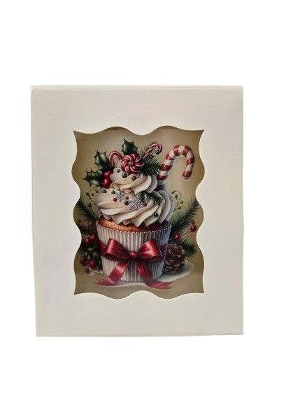 Lumanare pahar de sticla cu decor de Craciun - Cupcake [7]