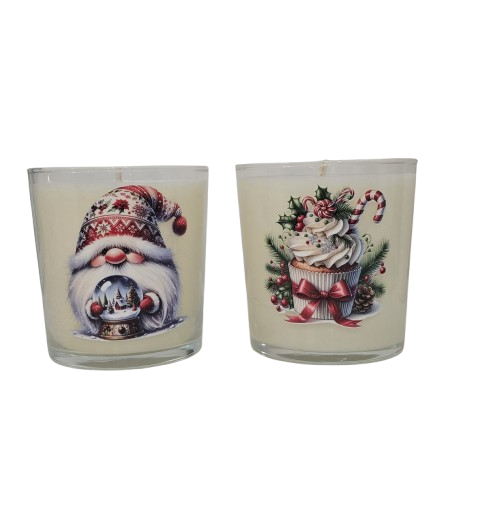 Lumanare pahar de sticla cu decor de Craciun - Cupcake [9]