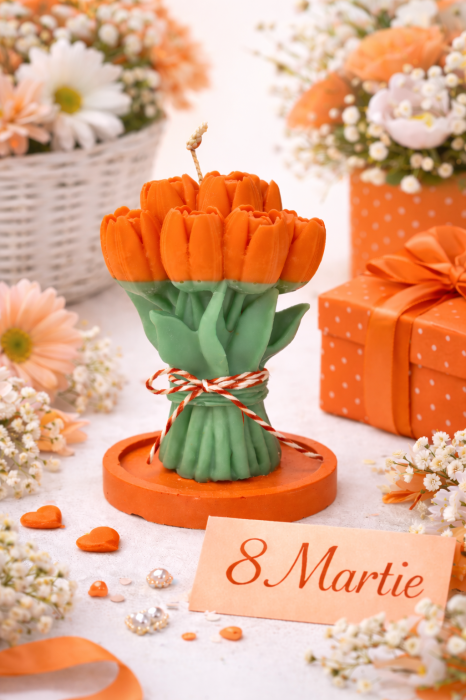 Lumanare parfumata Buchet de lalele cu suport de ciment [4]