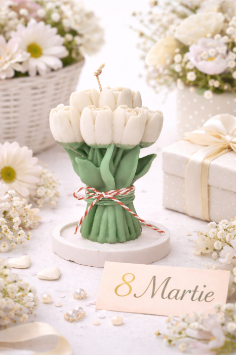 Lumanare parfumata Buchet de lalele cu suport de ciment [8]