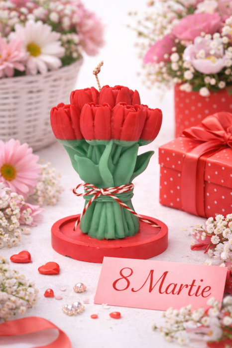 Lumanare parfumata Buchet de lalele cu suport de ciment [6]