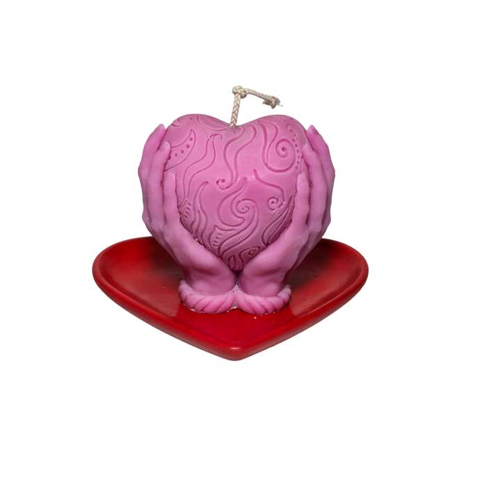 Lumanare parfumata Inima in Maini, roz, pentru Dragobete / Valentine Days [5]