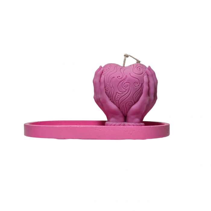 Lumanare parfumata Inima in Maini, roz, pentru Dragobete / Valentine Days [7]