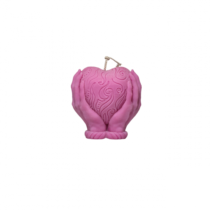 Lumanare parfumata Inima in Maini, roz, pentru Dragobete / Valentine Days [2]