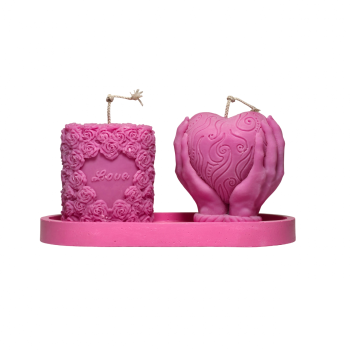 Lumanare parfumata Inima in Maini, roz, pentru Dragobete / Valentine Days [9]