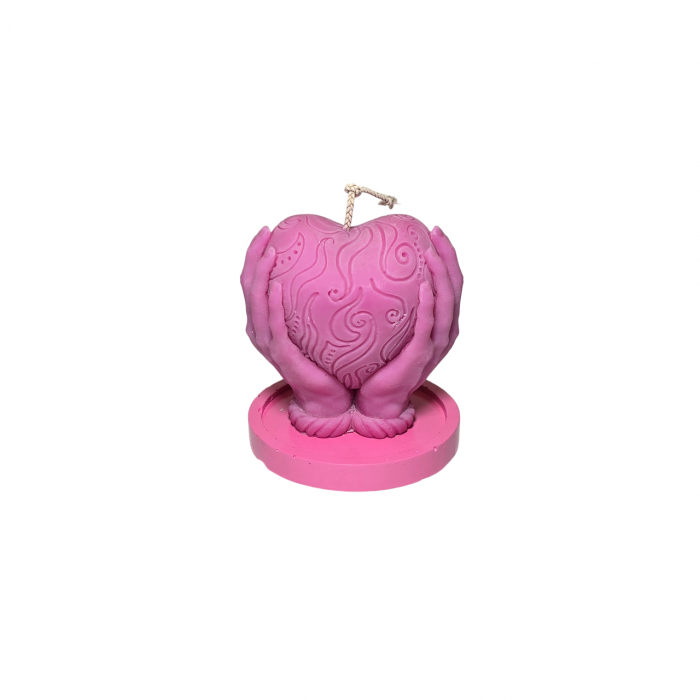 Lumanare parfumata Inima in Maini, roz, pentru Dragobete / Valentine Days [6]