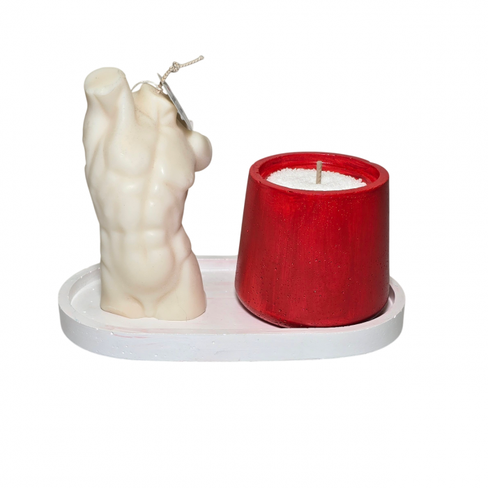 Lumanare parfumata Torso masculin, alb, pentru Dragobete / Valentine Days [6]