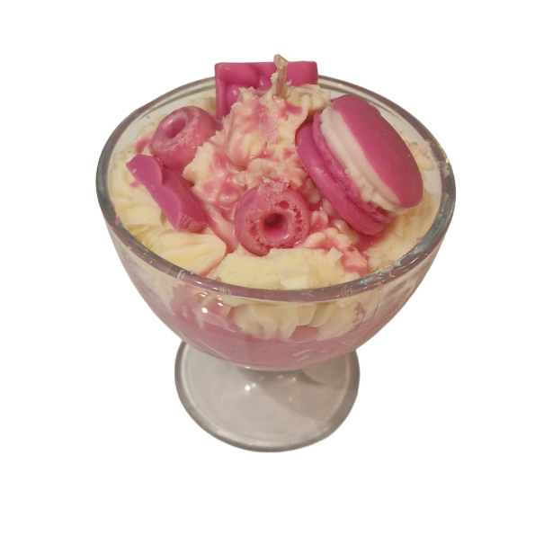 Lumanare parfumata in cupa de inghetata cu decor roz, Bubblegum [2]