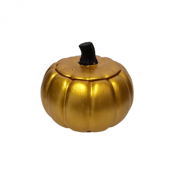 Lumanare parfumata in vas auriu model dovleac cu capac, aroma Pumpkin Spice [1]