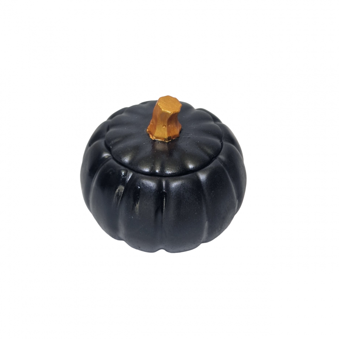 Lumanare parfumata in vas negru model dovleac cu capac, aroma Pumpkin Spice [2]